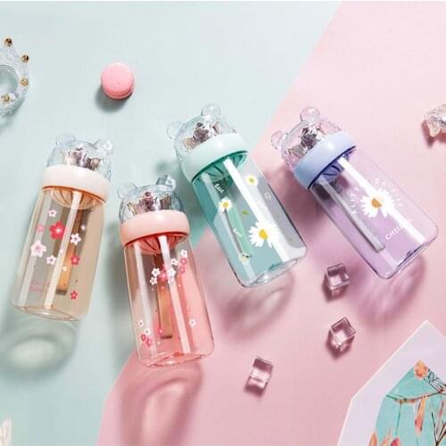 Small Daisy Water Bottle Portable Outdoor Water Bottles With Rope BPA Free Creative Camping Travel Drinking Bottle Sports Shaker