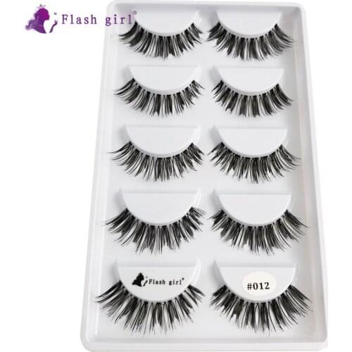 Flash girl #012 100% Handmade soft 3D Mink Lashes 5 pair Private Label Eyelashes Extension