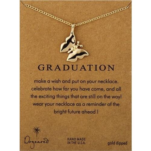 Fashion Jewelry Graduation Graceful Animal Insect Butterfly Message Chain Necklace Pendant For Women