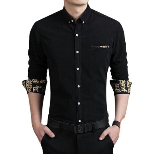 Men Clothing,Shirt Male,Four Seasons Shirt, Mens Long Sleeves, Button Pocket Decoration,Solid Color, Comfortable And Breathable