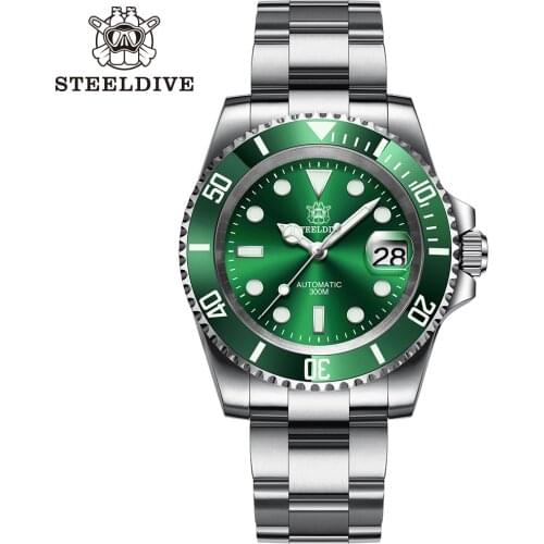 SD1953 Steeldive Dive Watch 300m Waterproof Men Super Luminous Calendar Diving Watch Fashion Stainless Steel Mens Watch