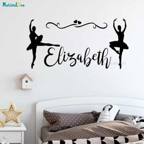 Ballerina Decal Custom Name Girls Room Sticker Dancer Nursery Playroom Removable Vinyl Wall Sticker BA899