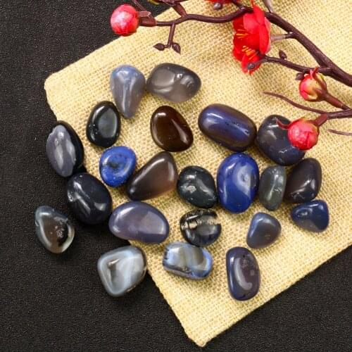 Natural Agate Stone Polished Blue Agate Tumbled Stones Home Decor Mineral Crystals Meditation Wicca Healing DIY Jewelry Material