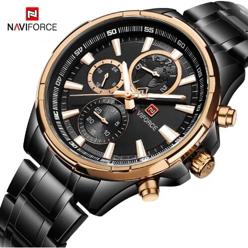 NAVIFORCE Sport Quartz Watch Men Top Brand Luxury Mens Fashion Chronograph Watches Male Stainless Steel Waterproof Wrist Watch