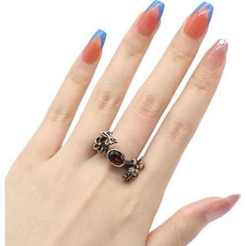 18x16mm Neo-Gothic Vintage Created Paris Blue Topaz For Sister Black Gold Silver Rings Dating Jewelry