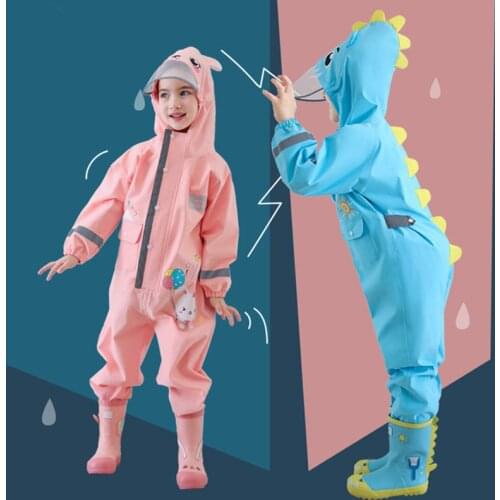 75-120CM Waterproof Raincoat For Children Kids Baby Rain Coat Poncho Boys Girls Siamese Suit