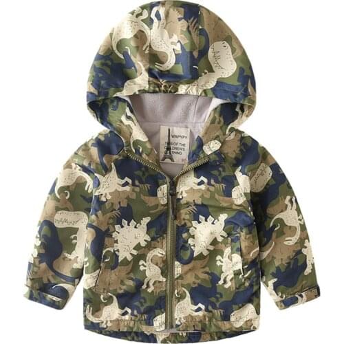 Autumn Baby Boys Long Sleeve Jacket Thickened Cartoon Pattern Dinosaur Full Print Hoodie Plus Velvet
