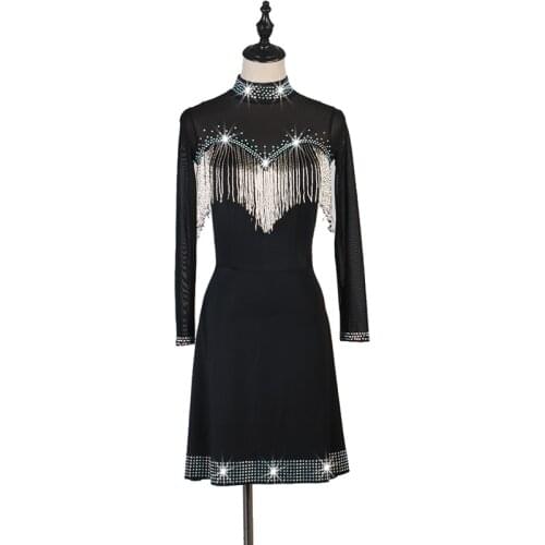 Latin Dance Dress Rumba dancewear ballroom dance clothes Rumba Latin Dresses Clothings For Dance Black color Sexy dance dress