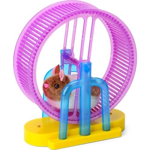 Plush Hamster Toys Gifts Roller With Led Light Hamster Wheel Running Cage Electric Toys For Kids Children Boys Girls