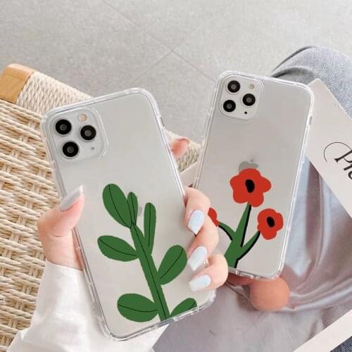 Flower Cactus Clear Phone Case for iphone 11 12 Pro Max 7 8 Plus SE 2020 for iphone X XS MAX XR Soft Transparent Cover Fundas