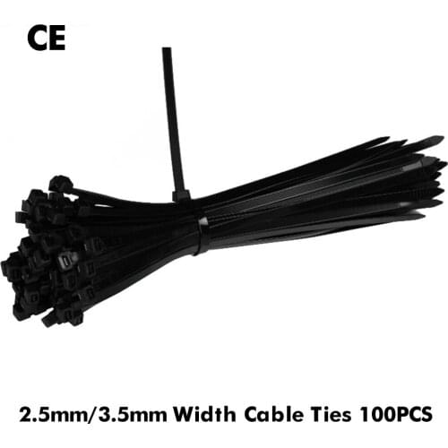 Self-locking plastic nylon tie 100 PCS black 3X80 fastening ring3X120 cable tie zip wraps strap nylon cable tie set