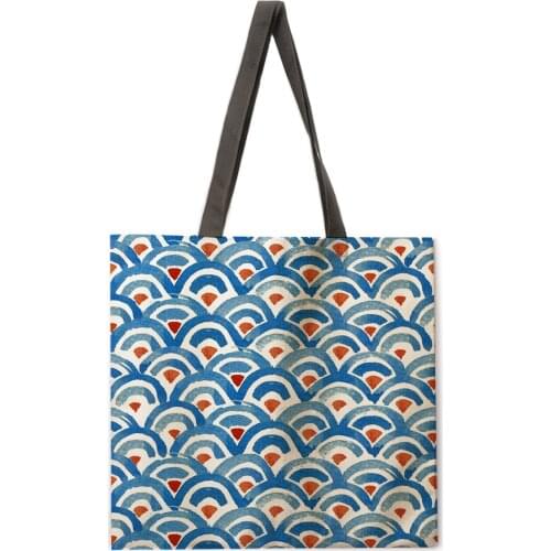 Folding shopping bag Japanese fan lady shoulder bag female leisure handbag outdoor beach bag female tote bag