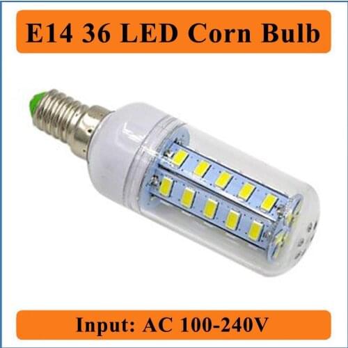 E14 36 LEDs Corn Bulbs Light Input AC100-240V 36 Led Bulbs Lamp Corn Light Fixture Replacement for Home Office Bar Ceiling