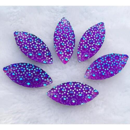 YUSDTSHA 17*36mm 10pcs Shine Crystal AB Color Sew On Rhinestone Sew On Stones Spacer buttons for DIY Garment Jewelry S343