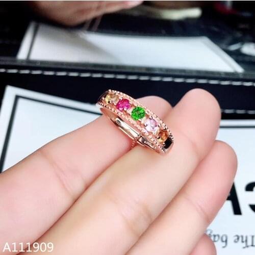 KJJEAXCMY boutique jewelry 925 sterling silver inlaid Natural Tourmaline ring female support detection exquisite