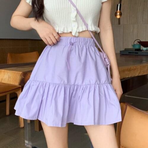 Women Solid Kawaii Mini Skirts High Waist A-Line Skirt Korean Fashion Y2K Pleated Skirts Summer Women Clothing Harajuku Skirts