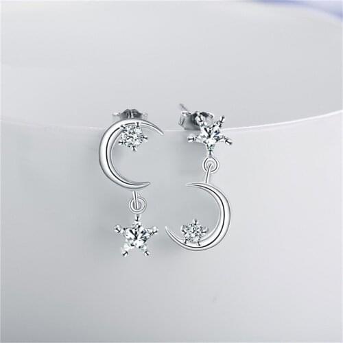 New Arrival Fashion Classic Geometric Women Dangle Earrings Asymmetric Earrings Of Star And Moon Female Korean Jewelry