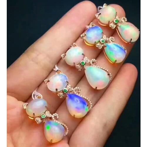2017 New Brand Design Women Cat Necklace Blue Fire Opal Necklaces & Pendants Fashion 925 Sterling Silver Animal Jewelry