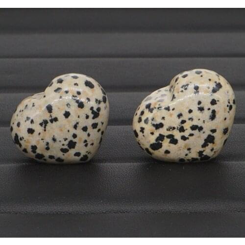 2Pcs Natural Dalmation Jasper Crystal Carved 1.2" Heart Shaped Palm Stone Reiki Healing Love Gemstone Gift