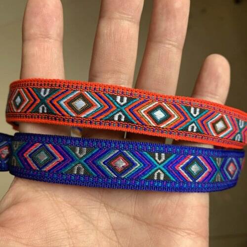 3YARD 17mm Red And Blue Geometry Handmade Jacquard Ribbon Lace Hand-made Hair Clip Accessories MJZD19120601