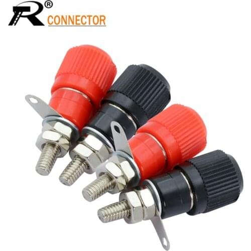 2pairs black+red Splice Terminals 4MM BANANA PLUG POSTING AMPLIFIER SPEAKER TERMINAL AUDIO JACK GUNUNG BINDING POSTING CONNECTOR