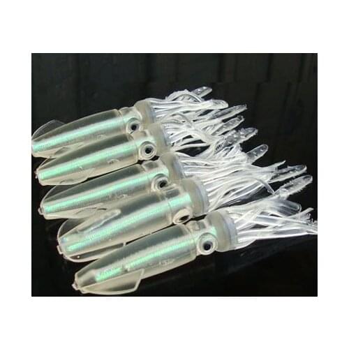 FANTU Artificial Soft Sealurer Fishing Squid Lures 8.5g/10.5cm Built-in Colored Tube Sea Soft Lures Fishing Accessories 5PCS