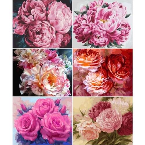 AZQSD Diy Frame Painting By Number Flower Drawing On Canvas Paint By Numbers For Adults Children Kits Modern Wall Art Gifts