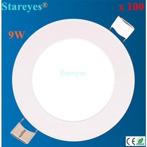 Free shipping 100 pcs Round led panel light 9W 810LM AC90-265V 2835 SMD spotlight bulb downlight ceiling light lamp lighting