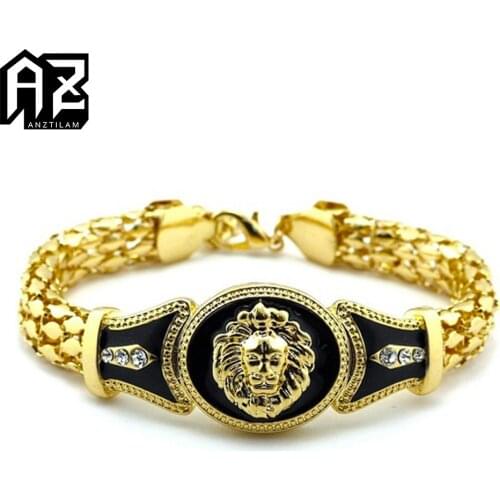 AZ High Quality Gold Color Fashion Lion Bracelets for Men Women Snake Hand Chain Jewelry Gifts Free Shipping
