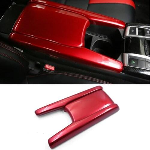 For Honda Civic 2016-2020 Red 3X Interior Central Armrest Box Decor Cover Trim