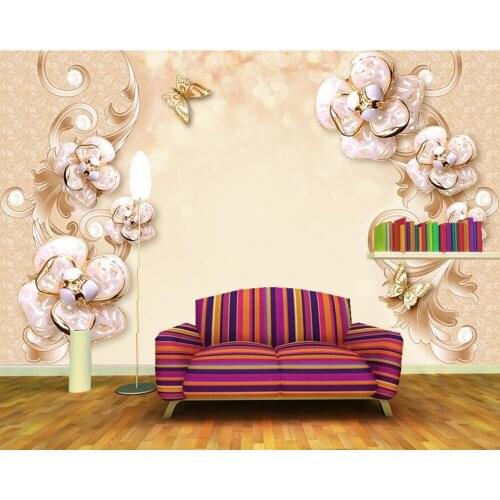 European luxury rich jewel flower 3d wallpaper Papel de parede,living room bedroom sofa TV wall kitchen wall papers home decor