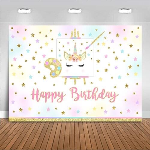 Happy Birthday Backdrop for Photography Art Painting Background for Photo Studio Painting Splash Parties Decoration Supplies