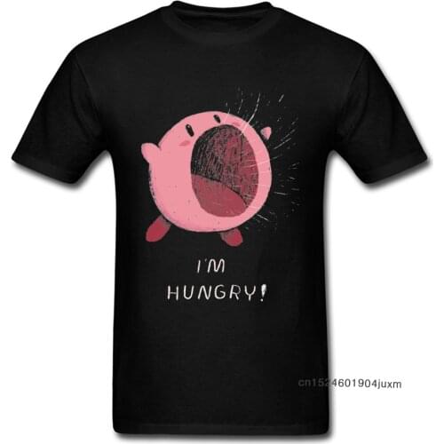 Tops & Tees Im Hungry T-shirt Men Funny Pink Black Monster Print Streetwear Hipster Band Tshirt Mens Cotton O Neck T Shirts 3XL