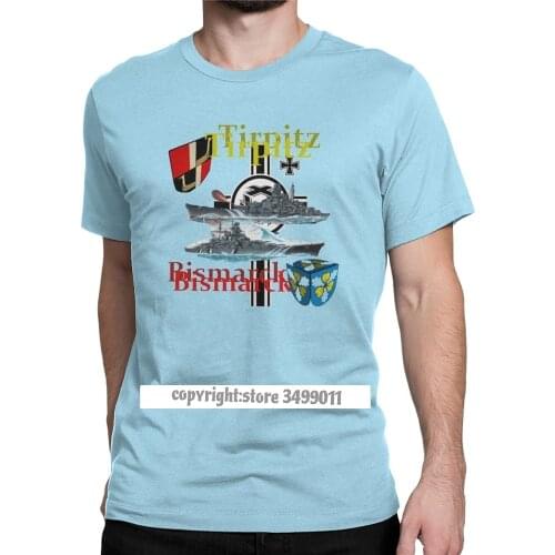 Tirpitz And Bismarck Men Tshirts World of Warships History Navy War Game Awesome Tees Round Collar Tee Shirts Cotton Party Tops
