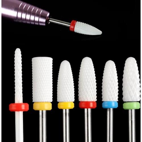 Ceramic Nail Drill Bit Nail Art for Electric Manicure Pedicure 3/32 Nail Drill Bit Set Medium Ceramic Nail Cutter Set Drill Head
