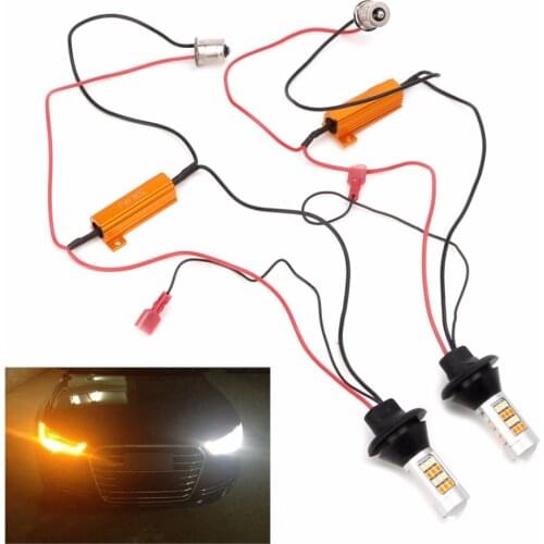 2Pcs Dual-Color BAU15S 2835 42LED 50W Switchback LED DRL Turn Signal Lamp Light Kit