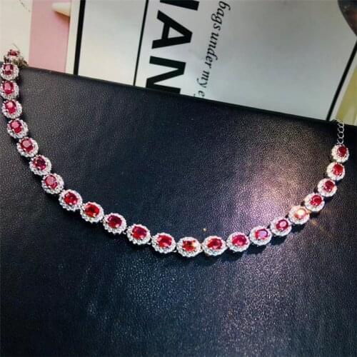 Ruby bracelet red ruby gemstone bracelet women silver jewelry fine present real natural gem good color birthday gift