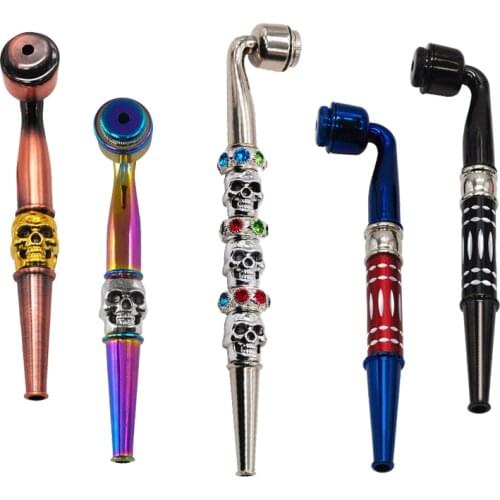 Metal Smoking Pipe Tobacco Pipe Cool Skull Head Style Cigarette Container Herb Grinder Mesh Filter