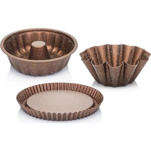 Bronze Color 3 pc Cake Set