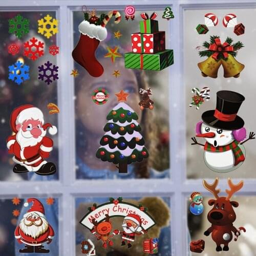 5pcs Santa Claus Window Stickers PVC Glasses Stickers Christmas Cartoon Home Decor Kids Room Shop Window Sticker Wall Art Decals