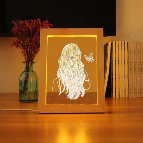 Dropship 3D LED Photo Wood Frame Desk Night Light USB Power Photo Table lamp for Bedroom Decor Christmas Gift Holiday