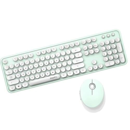 Custom new products cute wireless round key mechanical keyboard and mouse for tablet