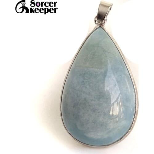 Genuine Aquamarinea Gem Real Natural Ocean Blue Aquamarln Pendant Necklace For Woman Man CBA Beads Stone Jewelry DIY Gift BF134