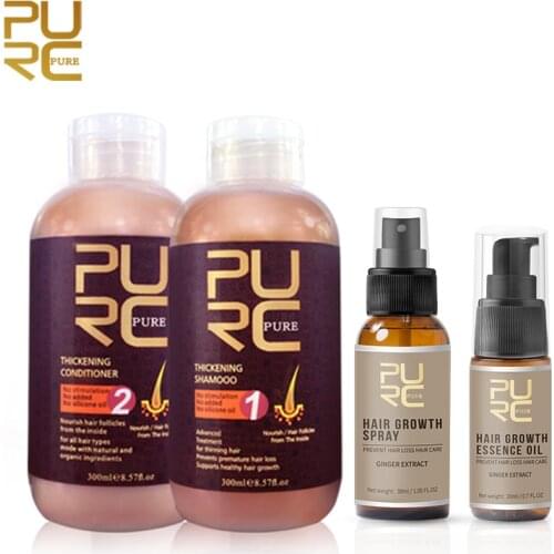 PURC Hair shampoo and conditioner for hair growth prevent hair loss and 1pcs Growth Essence Oil and 1pcs Hair Growth Spray Set