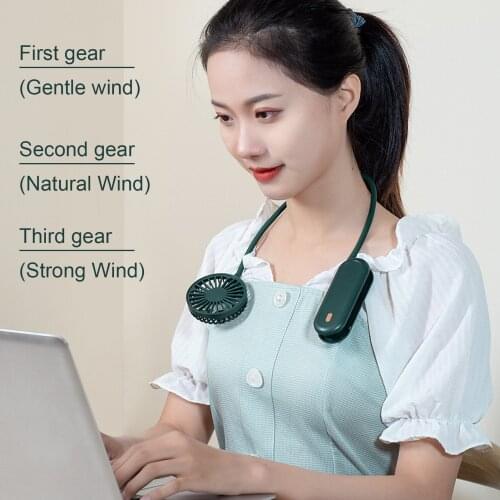 USB Neckband Fan 360 Dgree Foldable Hanging Neck Fan Outdoor Wearable 3 Speed Handheld Mini Air Cooler Cooling Electric Fans