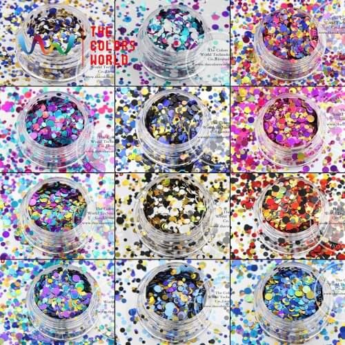 TCT-004 Mix Colors Dot shapes Round Glitter For Nail Art Nail Gel Nail Polish Makeup Facepainting Manual DIY Crafts Decoration
