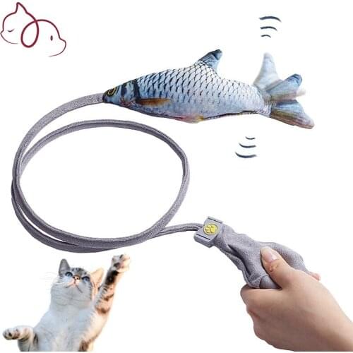 Smart Cat Toys Interactive Cat Teaser Toys Catcher Plush Fish Toy for Kitten Press Airbag Manually Cat Accessories Pet Teaser