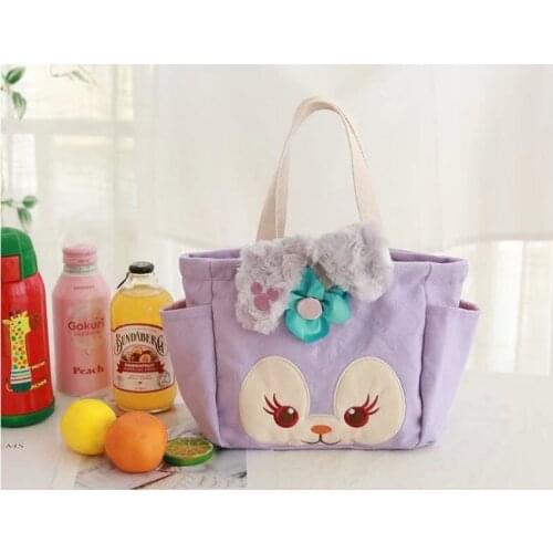 High quality cartoon toy rabbit lunch bag Girls handbag Canvas shopping bag Outside picnic carry bag