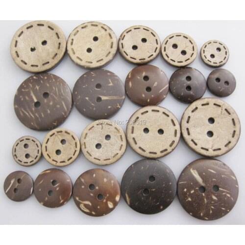 WBNNKL Natural Coconut made children clothes button 50pcs multisizes sewing shirt buttons DIY craft botoes