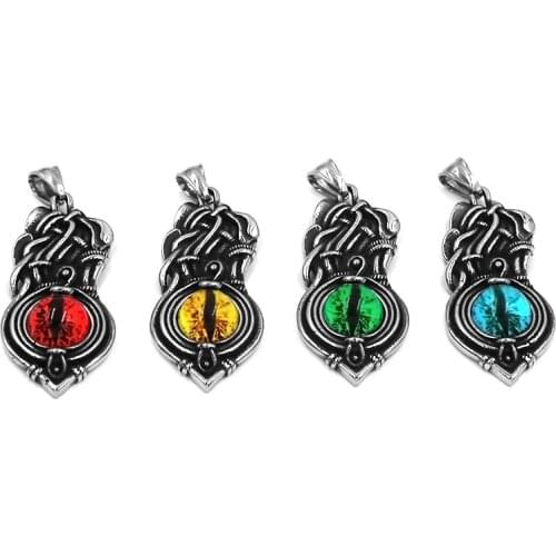 Norse Viking Evil Eye Pendant Multi Colors Stone Stainless Steel Jewelry Fashion Celtic Knot Biker Men Pendant SWP0597
